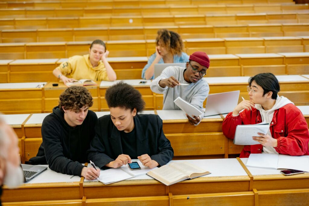 University students engaging in collaborative learning